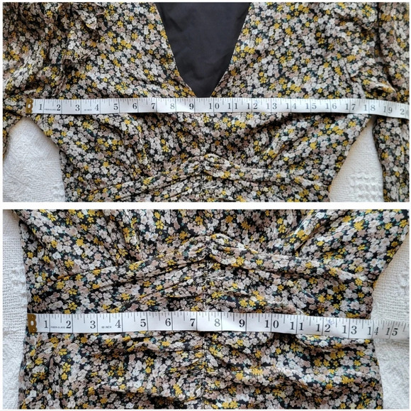 ASTR Kimbra Floral  V-Neck 3/4 Sleeve Mini Ruching Dress - Picture 9 of 13